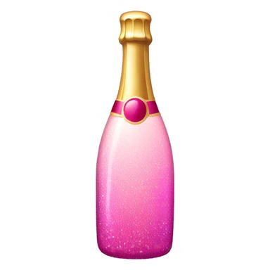 Pink ombré champagne bottle with bubbles and glitter  sticker