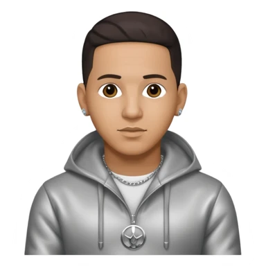 Daddy Yankee with dark brown hair, silver outfit sticker