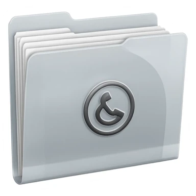 A minimal emoji-style icon of this frosted light-gray plastic folder with elastic closure, closed, with a small clean tax/forms symbol on the front (stacked papers or checklist icon), subtle shading, and a neutral, administrative, organized vibe. sticker