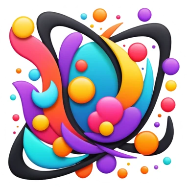 framed digital tablet artwork with abstract vector shapes inside sticker