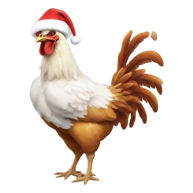 A Christmas chicken eating chicken wings saying merry Christmas  sticker