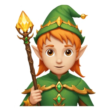 Orange Haired Elf, old Mage elf with glowing orange staff sticker