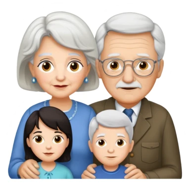 All white grandma and grandpa. The kids should have dark hair sticker