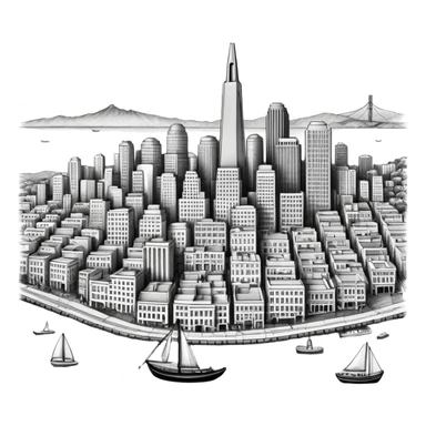 I want a sketch of the city of SF sticker