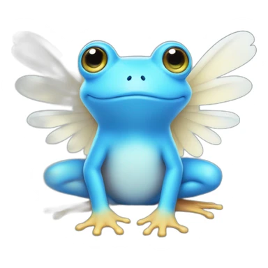 cute round blue frog with white angel wings sticker