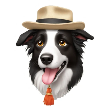 Border collie with hat ￼ sticker