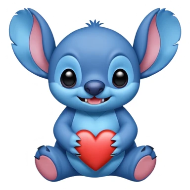 Stich con un corazón diciendo hola bombón sticker
