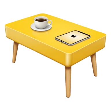 yellow coffe table, coffee on top
 sticker