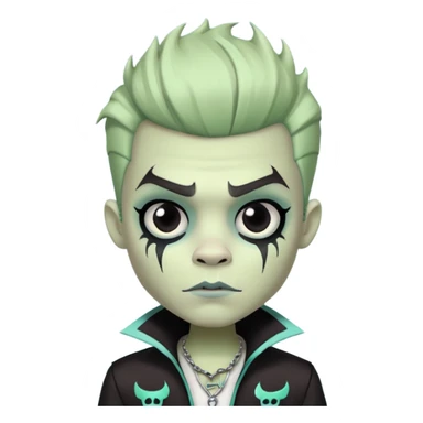 Pale white skin, Frankie stein monster high doll boy with 5-o-clock shadow , pale white-green skin, face stiches  sticker