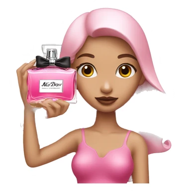 Girl holding pink miss Dior perfume  sticker