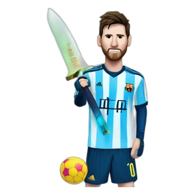 Messi tenant un sabre laser sticker