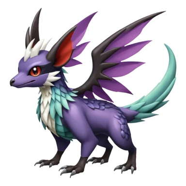 Shiny Noibat-Noivern-Mightyena-Silvally-Fakémon-hybrid-creature (full body)  sticker