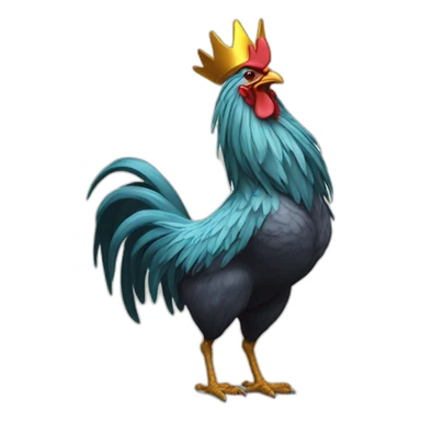 fighting and howling rooster with a crown on its head sticker