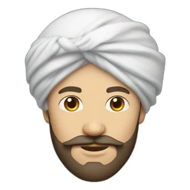 white man wearing big turban + dark brown beard sticker