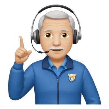 An older coach pacing along the sideline, pointing decisively. sticker