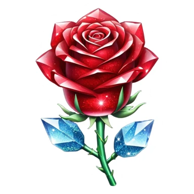 glitter red crystal rose sticker