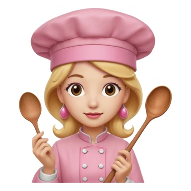 Pink chef hat princess peach with a hand and spoon sticker