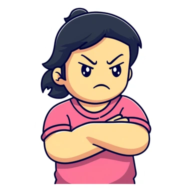 Upset girl crossing her arms with angry expression sticker