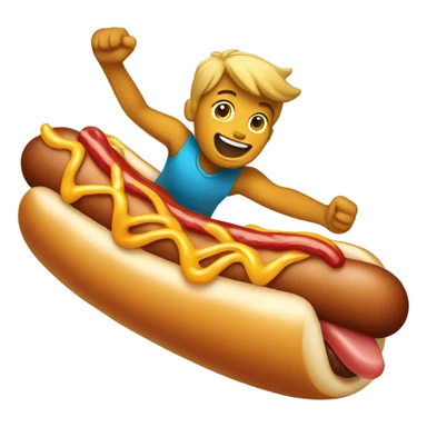 Boy riding a hotdog sticker