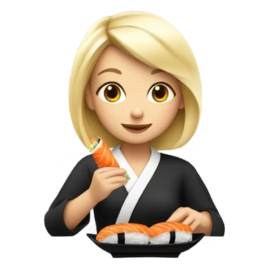 Blonde girl eating sushi sticker