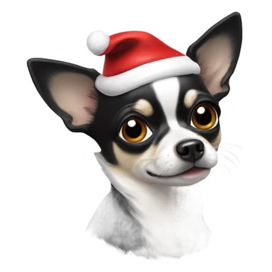 Old Black and white Chihuahua with Santa hat sticker