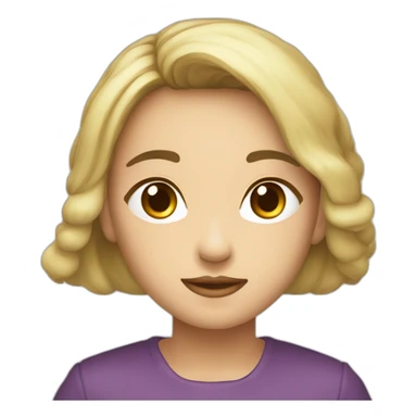 女生 眼睛大 鼻子小比较平 刘海往两边遮住额头眉毛细 鹅蛋脸 黑色头发 法式刘海 sticker