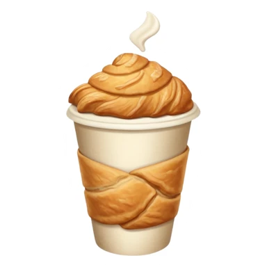 disposable cup with cappuccino and croissant sticker
