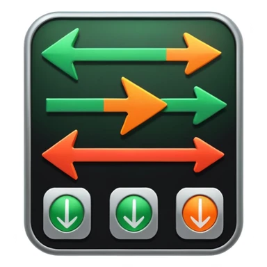 A control system with an arrow that can move between green, orange and red. sticker