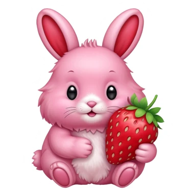 pink bunny holding strawberry sticker
