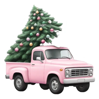 Pastel Pink truck with Christmas tree sticker