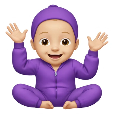 A baby wearing a purple onesie, laughing joyfully. hands down sticker