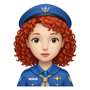 scout girl with blue scout uniform, red curly haired sticker