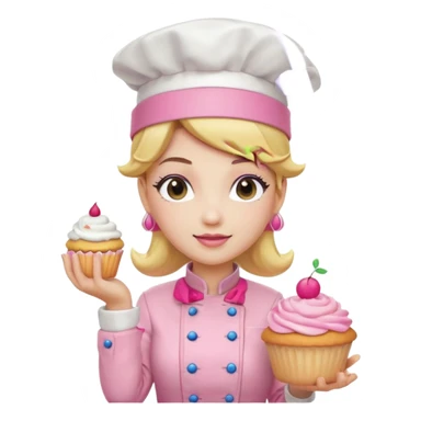 Pink chef hat princess peach with a hand sticker