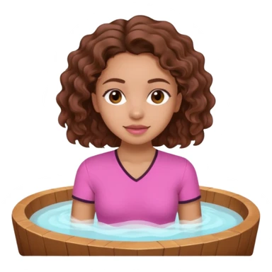 lightskin girl having a spa day with and pink shirt and brown wavy hair  sticker