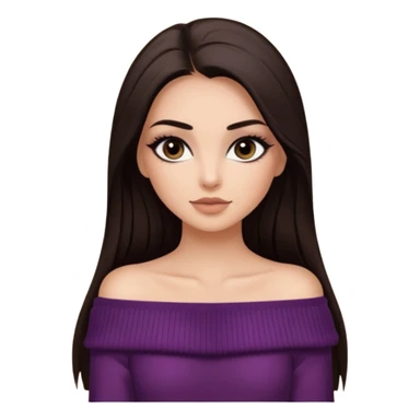 красивая девушка накрашенная с ресницами брюнетка с длинными прямыми темными волосами в темно-коричневой кофте со спущенными плечами sticker