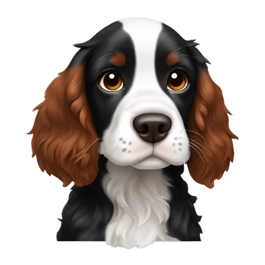 Black and white tricolored springer spaniel puppy with redhead lady  sticker