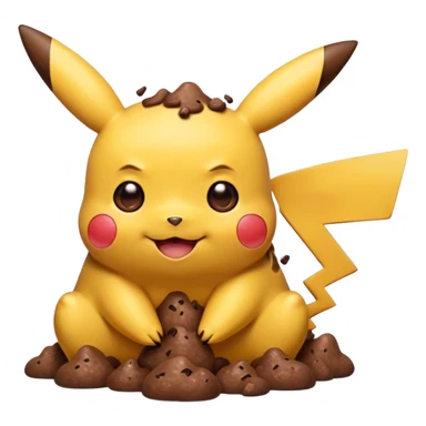 cartoon Pikachu with poop emoji sticker