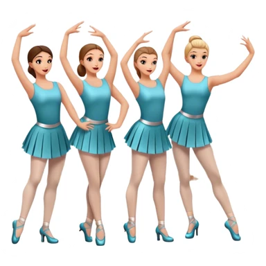 Icon for Choreography: a group of dancers in matching poses, with a choreographer standing by a board giving instructions. The icon should capture the coordination, precision, and creative direction in dance. Transparent background. sticker