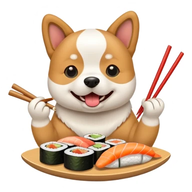 Dog eating sushi sticker