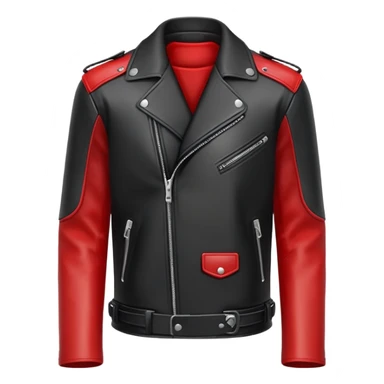 black leather jacket with red arms and shoulders sticker