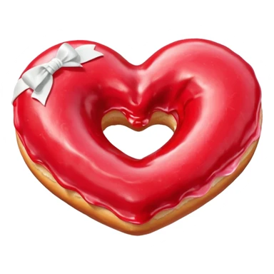 Realistic isolated heart shaped donut with red frosting. sticker