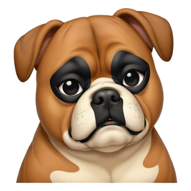 Cinematic Chubby Sleeping Boxer dog Portrait Emoji, Chubby and serene, with a stocky, adorable build and a smooth fawn coat accented by a distinctive black mask, eyes gently closed in peaceful slumber, Simplified yet irresistibly endearing features, highly detailed, glowing with a gentle, dreamy glow, high shine, relaxed and content, stylized with a touch of whimsy, bright and heartwarming, soft glowing outline, capturing the essence of a blissfully sleepy guardian, so comically serene it feels like it could roll out of the screen and snore with adorable charm! sticker