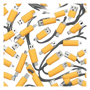 A lot of Unorganized usb cables sticker