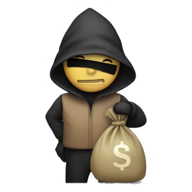 Eyes covered thief with money bag  sticker