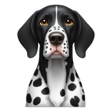 black german shorthair pointer, long snout, full black head, without white on the head, with white hair on the snout, black and white spotted body sticker