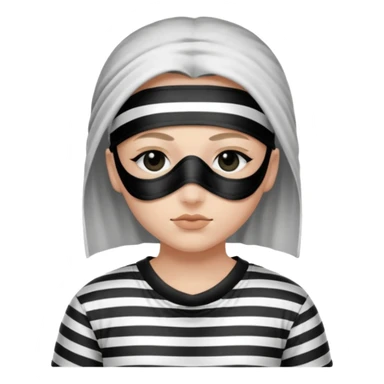 Thief with black eye type mask and black and white striped prison clothes sticker