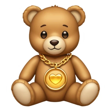 gold metal glow chain tedy bear sticker