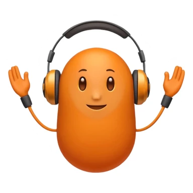 Orange round head with a Orange cone body and without arms and legs with orange antennae and headphones sticker