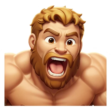 Cinematic Realistic Hercules Portrait, head tilted slightly with a dramatic, wide-open yawn, revealing a moment of relaxed strength. The lifelike textures of his powerful form and subtle, sunlit highlights emphasize his heroic presence even in a state of casual repose. sticker