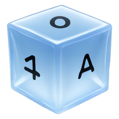 Create an emoji of a transparent cube-shaped object with showing number like 0 and 1 a lot inside the cube sticker